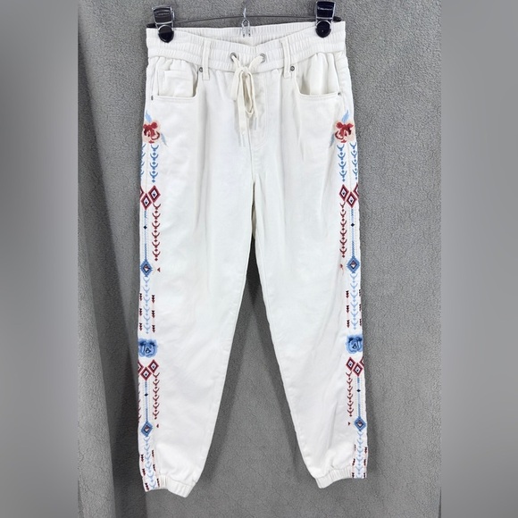 Driftwood Rivier Embroidered Joggers Womens XS Southwest Tribal Pants Jeans Boho - Picture 3 of 11